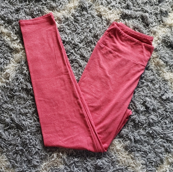 🔥BOGO🔥 Lularoe Heathered Red OS Leggings - Picture 1 of 3